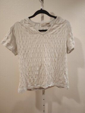 White Stag Women's Short Sleeve Top Size Large V-Neck Blue